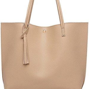 Women's Tote Shoulder Bag PU Leather Big Capacity Tassel Handbag